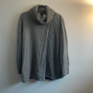 CAbi Black & White Cowl Neck Sweater